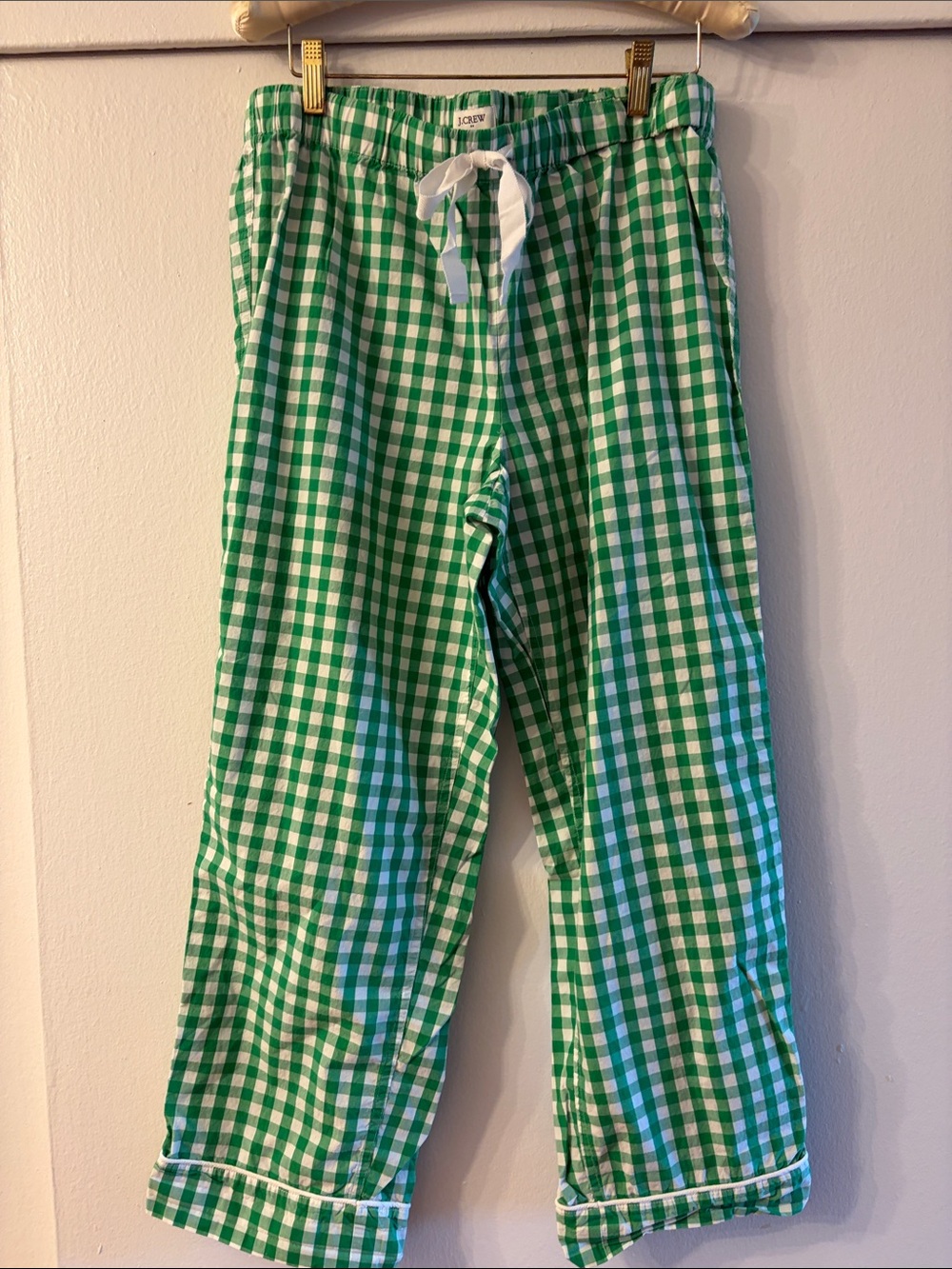 J. Crew Green and White Gingham Kids Pajama Bottoms
